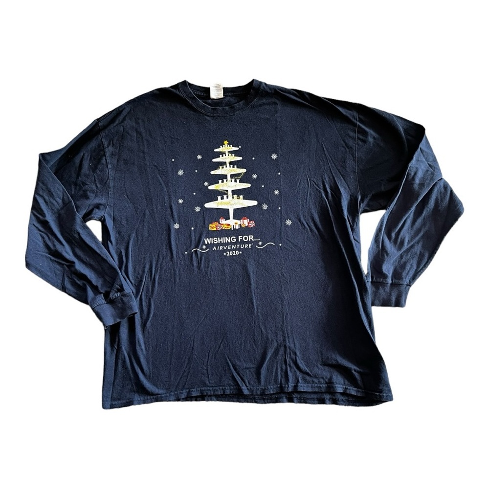 Mens XXL long sleeve tshirt - EAA Airventure christmas themed
